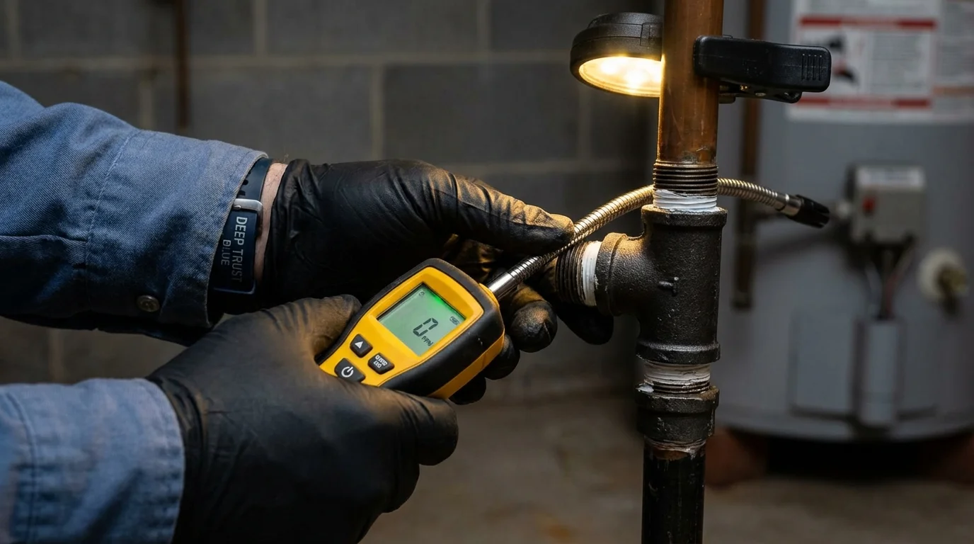 Gas leak detection with electronic sniffer by Johns Plumbing LLC in Malvern