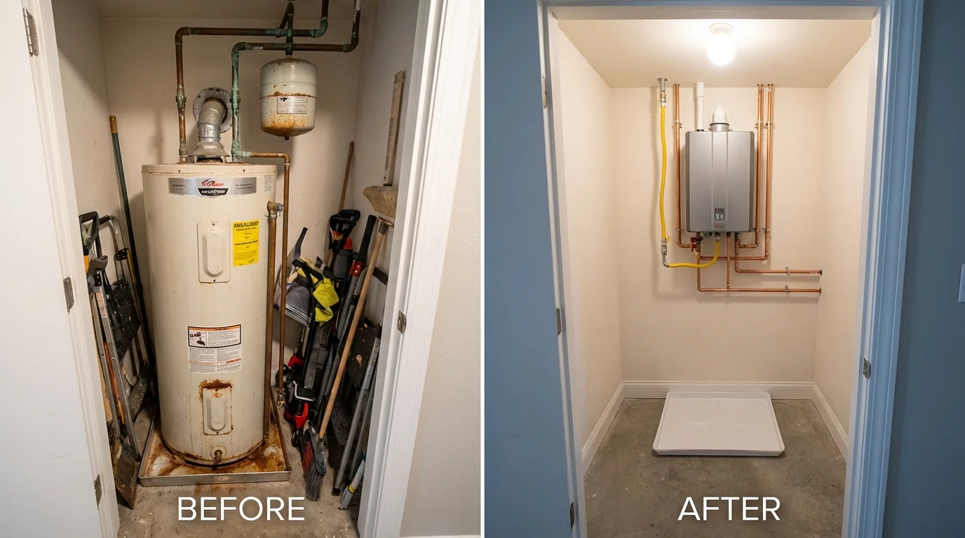 Tank water heater versus wall-mounted tankless unit comparison for Malvern, AR homeowners